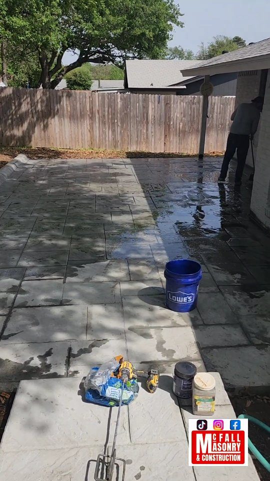 Finished stamped concrete patio